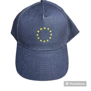 European Union Flag Stars Baseball Hat Cap Blue‎ Made of Hemp